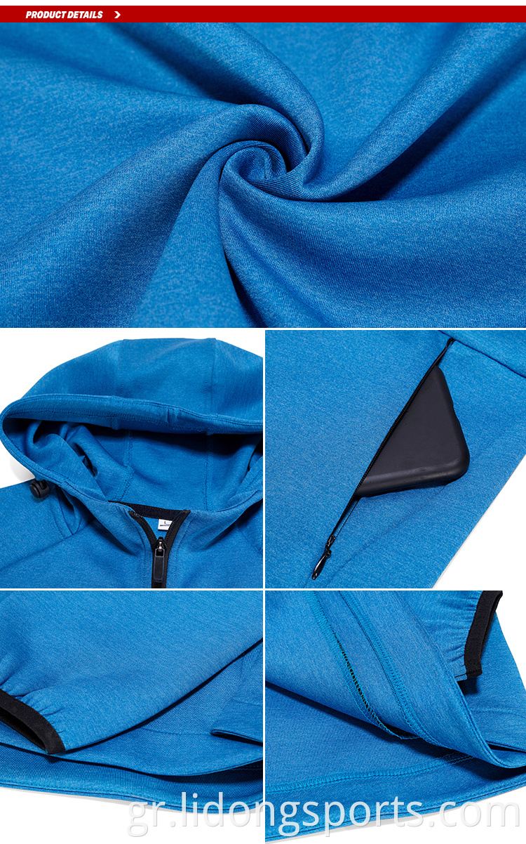 Κορυφαία πώληση Custom Custom Made Zipper Polyester Jackets με hoodies unisex απλό φερμουάρ επάνω hoodie